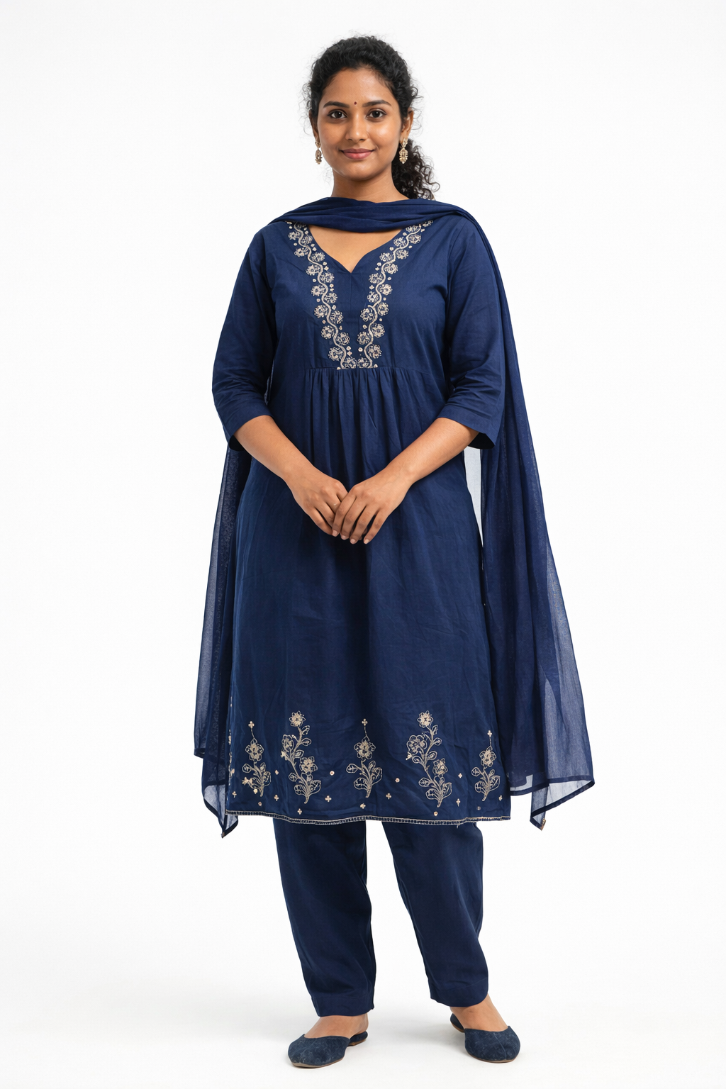 3-Piece Anarkali Set (Pure MulMul Cotton )