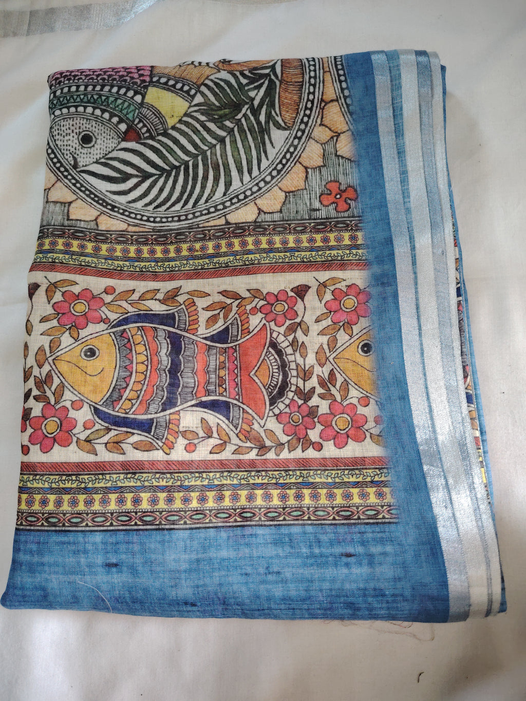 Linen Cotton blended Kalamkari Saree