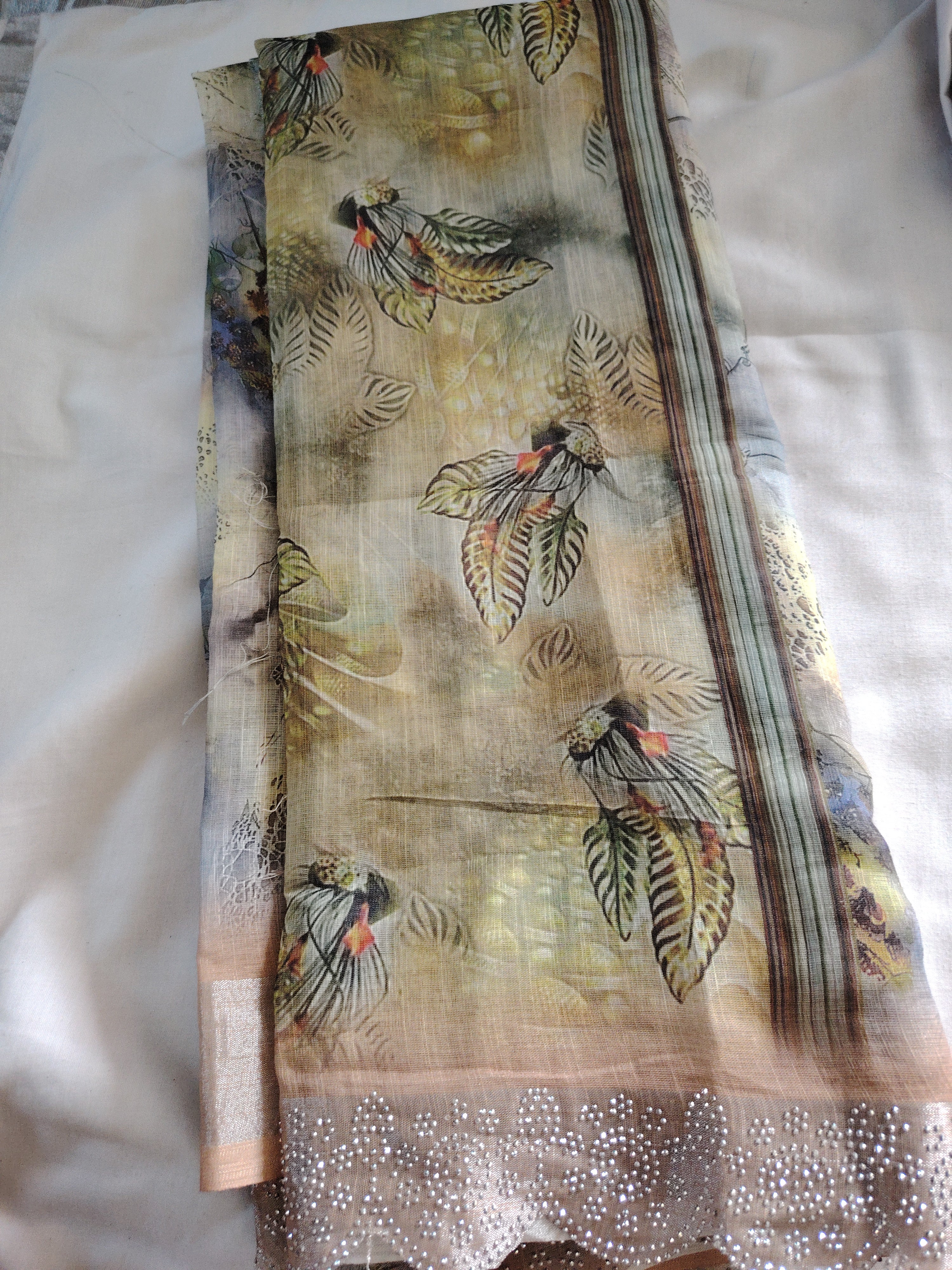 Cotton silk Saree (Stonework)