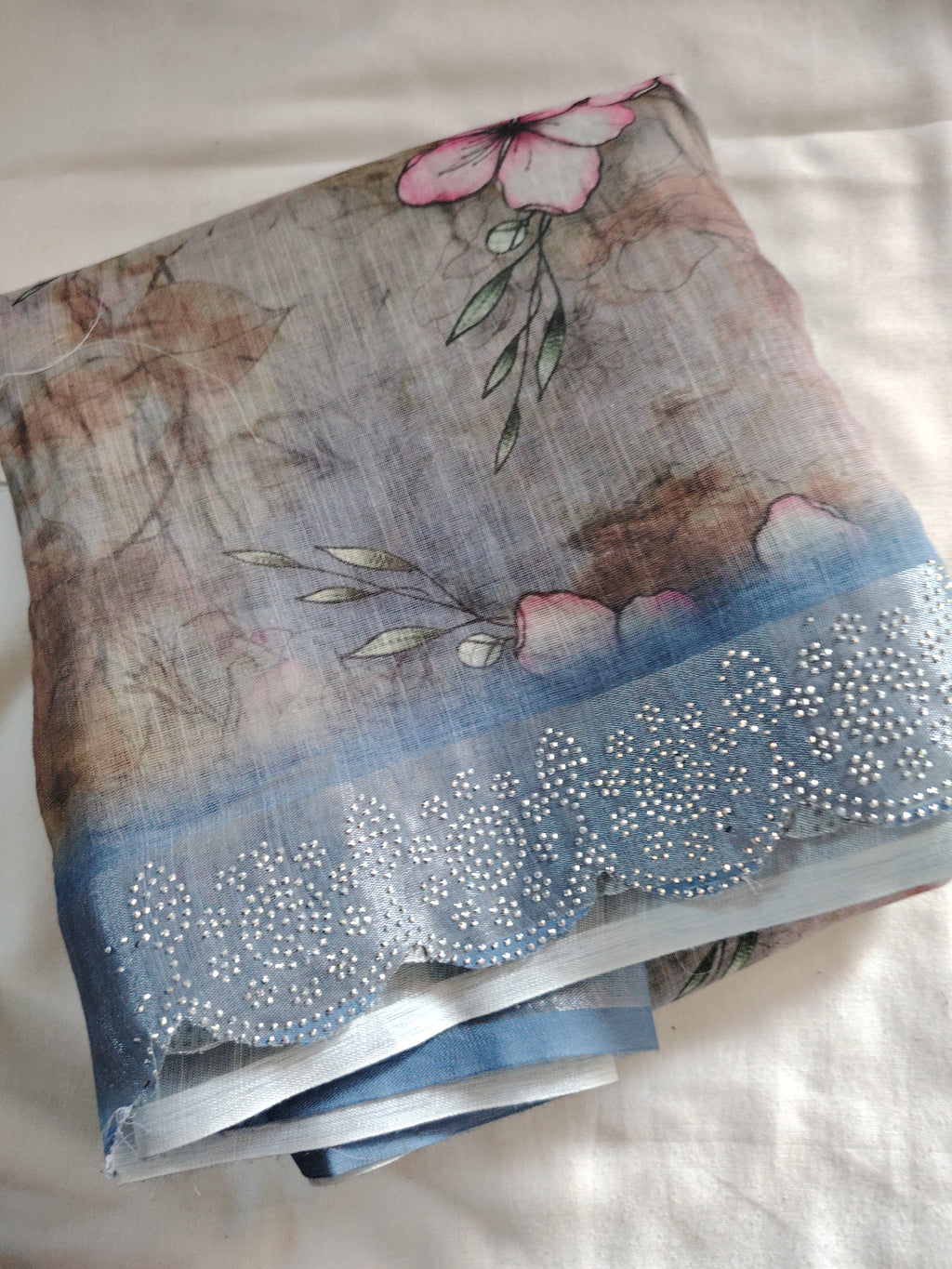 Cotton Silk Saree(Stonework )